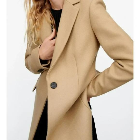 ZARA MENSWEAR STYLE WOOL COAT MANTECO LIGHT TAN - Picture 4 of 8